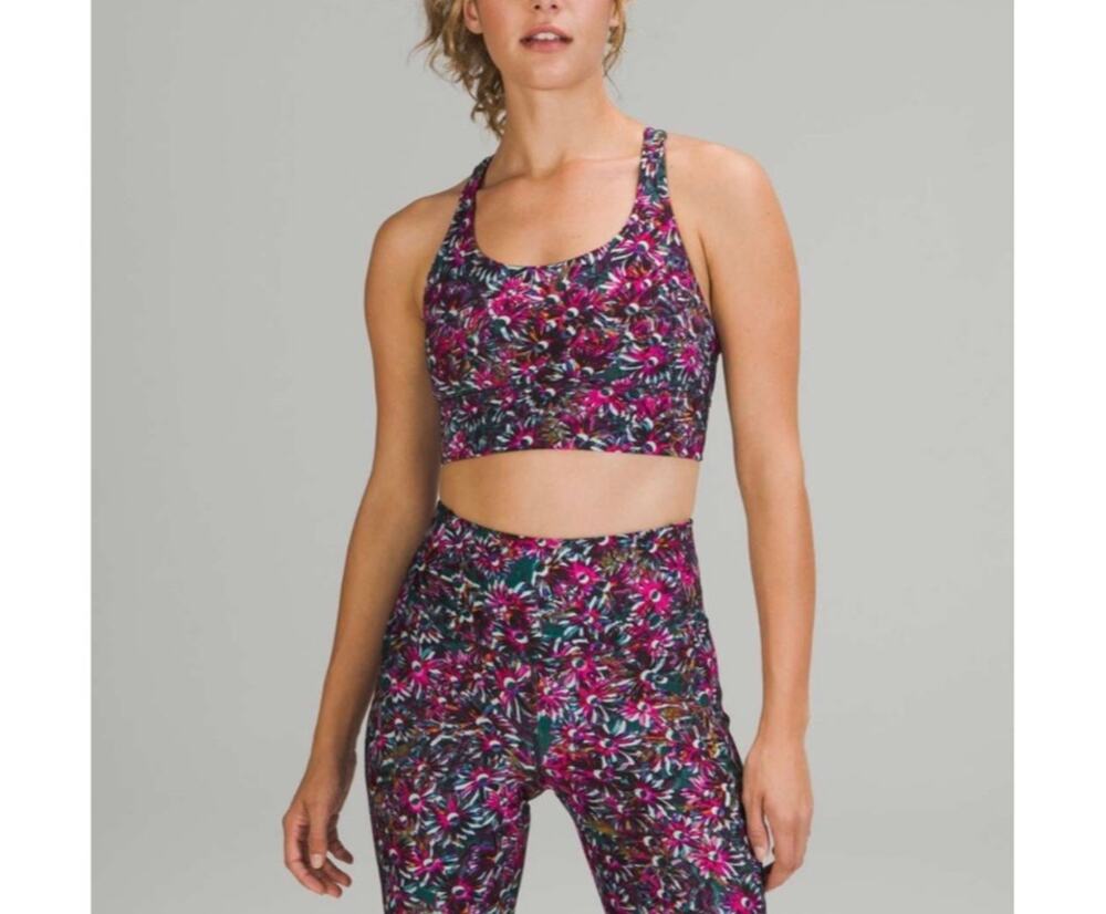Lululemon Women's Energy Longline Medium Support B–D Cups Multi Sports Bra Sz 6